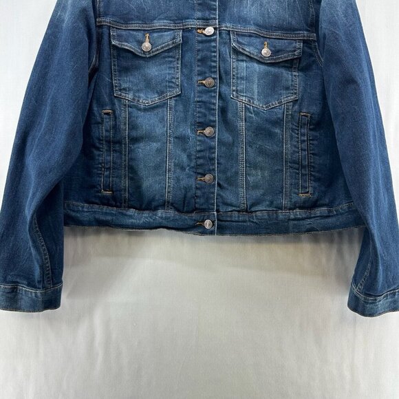 Just USA Jacket Womens Sz 2X Denim Trucker Jean Button Front Cotton Blend Blue - Picture 4 of 11